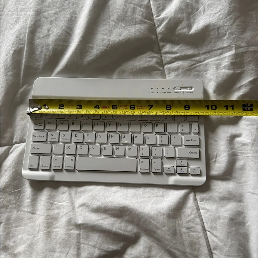 Ultra-Slim White Bluetooth Keyboard Rechargeable Portable Wireless
